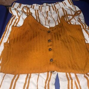 H&M Burnt Orange Top and Striped Pants Set